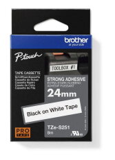 Páska BROTHER TZe-S251 bílá/černá (24mm, laminované, extrémně adh.)