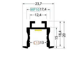 AL profil FKU63 C13/MP10 pro LED, bez plexi, 2m, elox FK TECHNICS 4738350
