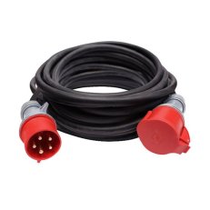 1z prodlužovací přívod - spojka 15m 400V/16A černá kabel gumový H05RR-F 5G2.5mm2