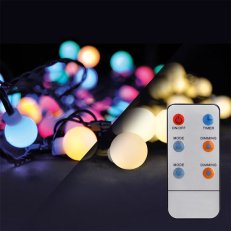 LED 2v1 venkovní vánoční řetěz koule 200LED RGB+bílá 20m 8 funkcí IP44 1V09-RGB