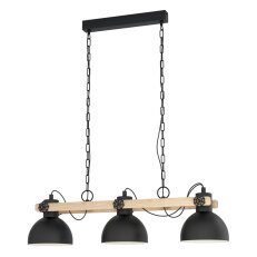 Závěsné svítidlo LUBENHAM E27 černá/dřevo 3X28W IP20 EGLO 43992