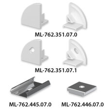 Koncovka pro RC bez otvoru, stříbrná barva MCLED ML-762.351.07.0