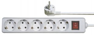 Prodlužovací kabel 2 m 5 zásuvek s vypínačem bílý PVC 1mm2 EMOS P1522