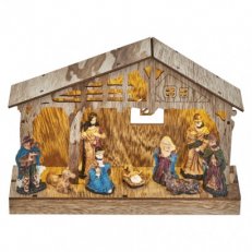 LED vánoční betlém, 19cm, 3xAA, teplá bílá, časovač