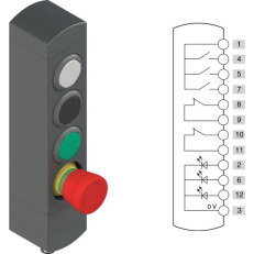 Ovládací jednotka BN 4 prvky (konfigurace A68) Konektor M12,12 pólů, IP65