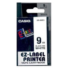 Páska CASIO originální plastová samolepicí šíře 9mm,černá na bílém,návin 8m