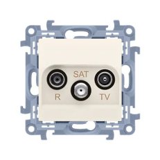 Anténní zásuvka R-TV-SAT průchozí 1x vstup: 5MHz - 2,4GHz, krémováová CASP.01/41