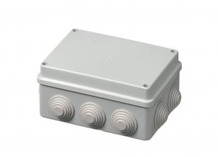 Krabice S-BOX 306, 150x110x70 mm, 10 průchodek, IP55 šedá, kovové šrouby, 650°C
