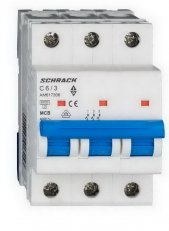 Instalační jistič AMPARO 6kA, C 6A, 3P SCHRACK AM617306--