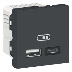 NOVÁ UNICA Dvojitý nabíjecí USB konektor A+C 2.4A, 2M, Antracit