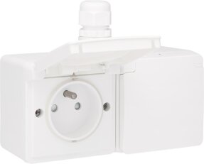 HYDRO BÍLÉ-dvojzásuvka vodorovná 1x přívod - automatické svorky NIKO 701-37753