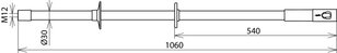 Izolační tyč pro PHE se závitem M12 a nástrčná spojka délka 1060 mm DEHN 766075