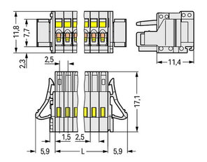 Pružinová svorka CAGE CLAMP 0,5 mm2 sv.šedá 2pól. WAGO 733-102/037-000/032-000