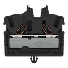 2vodičová průchozí svorka Mini, S ovládacími otvory, 2,5 mm2, Černá