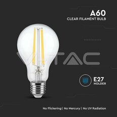 LED Bulb 12W Filament E27 A60 Clear Cover 3000K VT-2133-N V-TAC SKU217458