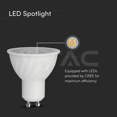 LED Spotlight CREE CHIP 6W GU10 Plastic Dimmable 38° 6500K VT-227D, SKU211976