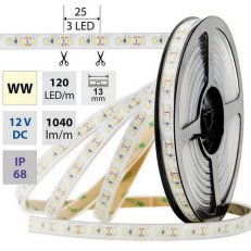LED pásek SMD2835 WW, 120LED/m, 14W/m, 1040lm/m, IP68, DC 12V, 13mm, 5m