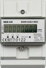 Fakturační elektroměr, MID, 5-80A, 1-tarif, 3-fázový, LCD displej, 4M/DIN
