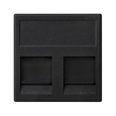 Kryt datové zásuvky K45 PANDUIT dvojitá plochá s kryty 45×45mm grafitově-šedá