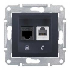 Sedna Zásuvka telefonní RJ11 a datová 1xRJ45 kat.5e UTP Graphite SCHNEIDER