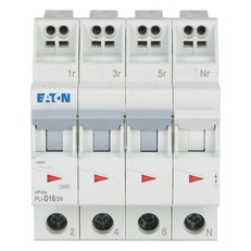 PLI-D16/3N Jistič PLI (bezšroubové svorky nahoře) char D 3+N-pólový 10kA 16A