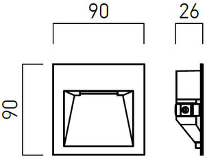 XGHOST IP20 WALL REC. FITTING 2W 100-240