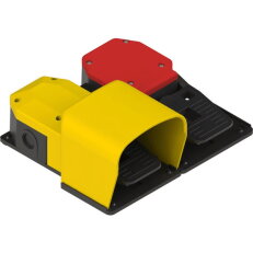 Dvojitý nožní spínač M20x1,5, plast, 1NO+1NC/1NO+1NC, žlutá, červená PC2-141