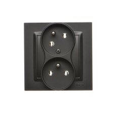 Zásuvka dvojnásobná s uzemněním, 16A, 250V~, černá matná KONTAKT SIMON CGZ2TS/49