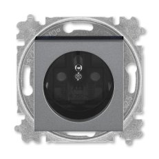 ABB LEVIT M Zásuvka s ochr. kolíkem ocelová/kouř. černá 5519H-A02357 69