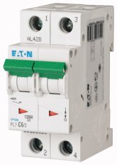 Jistič PL7-D6/2, char D, 2-pólový, 10kA, 6A EATON 263368