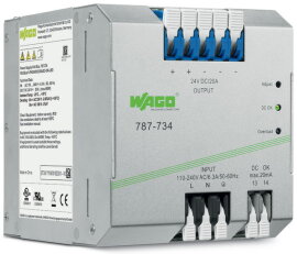 Spínaný napájecí zdroj Eco 1fáz. 24V DC 20 A Kontakt DC OK 6,0mm2 WAGO 787-734