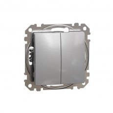 Sedna D/E Tlačítko dvojité 1/0+1/0, Aluminium SCHNEIDER SDD113118