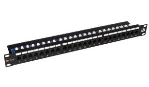 19" Patch panel 24 x RJ45 CAT5E UTP s vyvaz. lištou černý 1U SOLARIX 24000141