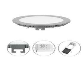LED panel LADA kruh 22,5cm, 18W, 4100K, IP20, 1550lm, stříbrná ECOLITE