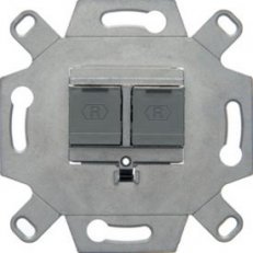 Zásuvka datová, 2x RJ45, FTP, Cat. 6A, třída EA, s klapkama, vhodné pro PoE+