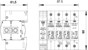 OBO V20-C 3+NPE+AS Svodič přepětí, typ 2, 2+3P+NPE s akust.sig., 280V