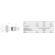 vidlice 4-pólová 125A/230V, 9h, IP67 PCE 044-9