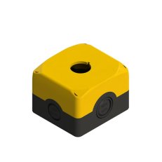 Instalační krabice, 1 otvor 22 mm, černá základna, žlutý kryt PIZZATO ES31001