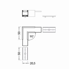 Spojka rohová  90° pro profily FKU75, set, černá FK TECHNICS 4739270