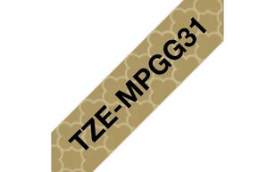 Páska BROTHER TZe-MPGG31 se zlatými geometrickými vzory/černá (12mm, 4m)