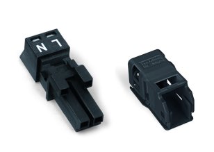 Zdířka S pouzdrem s odlehčením tahu 2pól. černá WAGO 890-202/342-000