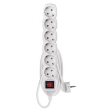 Prodlužovací kabel 1,5 m 6 zásuvek s vypínačem bílý PVC 1,5mm2 EMOS P1621R