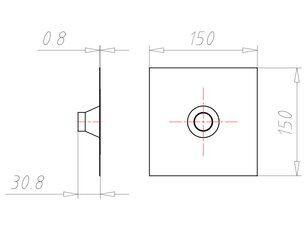 Těsnící manžeta Vlies-Butyl 150x150x30mm pro 2ks vedení d15-22mm KAISER 9089-49