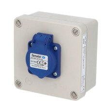 Krabice 3061 IP54 1x230V s ochr. kolíkem 112x112x64mm hladké boky FAMATEL 3061