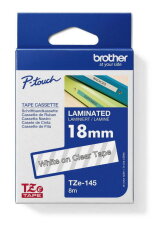 Páska BROTHER TZe-145,  průsvitná/bílá (18mm, laminované)