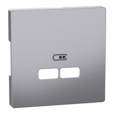Centrální deska Merten D-Life pro 2xUSB Stainless Steel SCHNEIDER MTN4367-6036