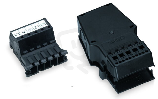 Zástrčka S pouzdrem s odlehčením tahu 5pól. černá WAGO 831-3205/1020-004