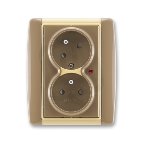 Dvojzásuvka s ochranou přepětí 5593E-C02357 25 kávová/led. opálová Element ABB