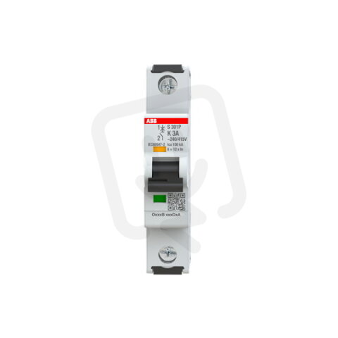 S301P-K3 1 fázový jistič 3 A char. K 25kA ABB 2CDS381001R0317
