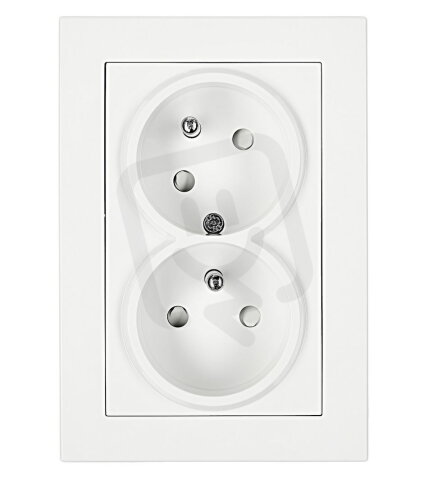 Zásuvka ČSN bezpečnostní clonka, dvojitá pootočená 45°, bílá SCHRACK EV101362--